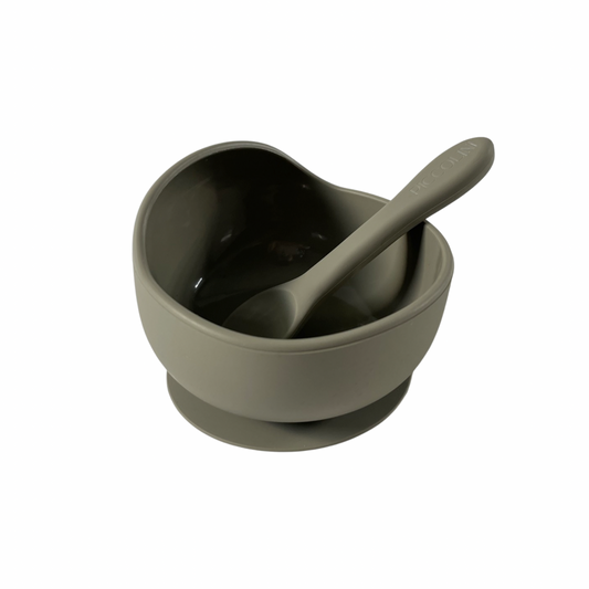 SILICONE SUCTION BOWL & SPOON- SAGE